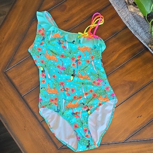 Cat & Jack Teal and Orange Swimsuit - Picture 1 of 5